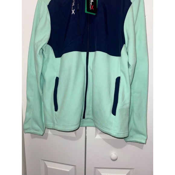 NWT RLX Ralph Lauren Men Fleece Golf Jacket Mint Navy‎ Full Zip Size M $198 - Picture 4 of 5